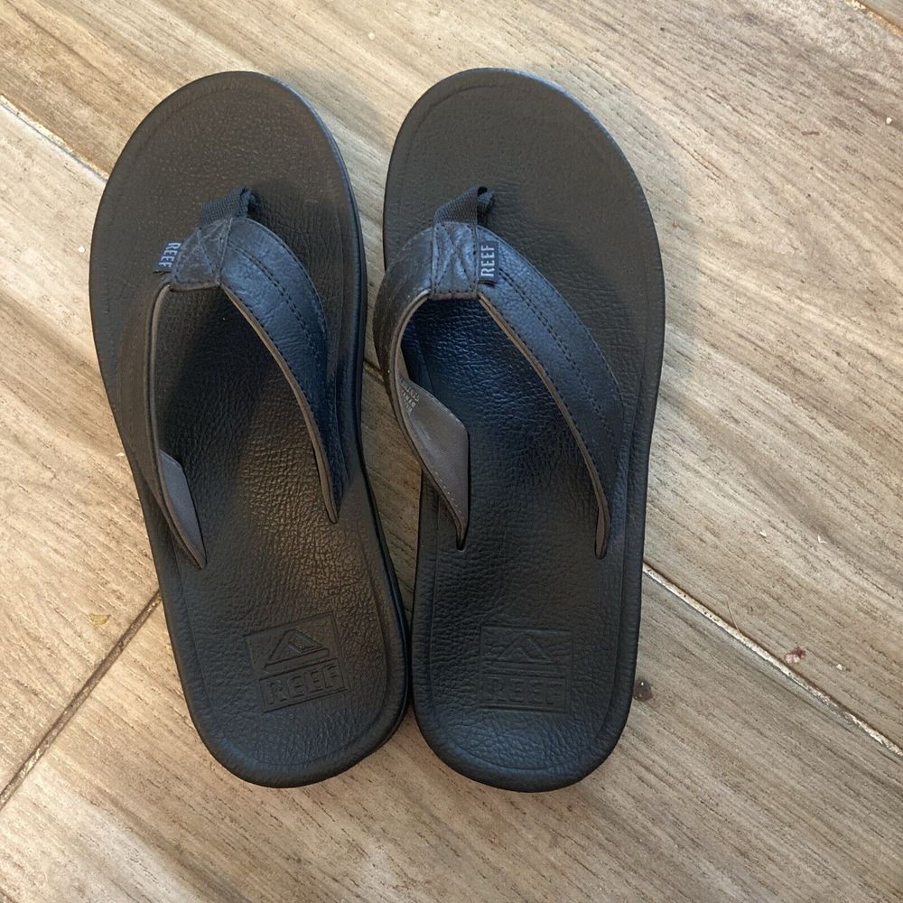 Reef‎ Men's Fanning Flip Flop-Black on Black-Size 7-Excellent Condition